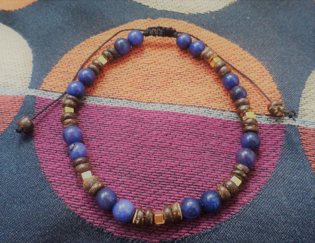 bratara din lapis lazuli si rondele din nuca de cocos/bratara barbateasca/bratara dama/bratara unisex/bratara talisman