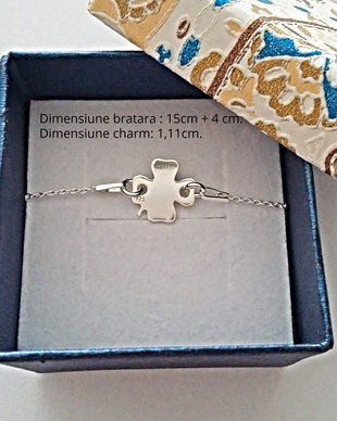 Bratara si charm argint 925 trifoi