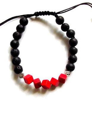 bratara unisex lava si howlite rosu 34375