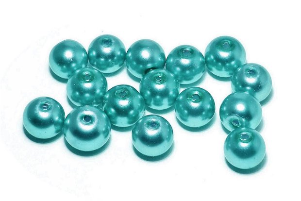 Perle din sticla, 6 mm, turcoaz inchis