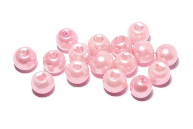 Perle din sticla, 6 mm, roz