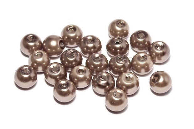Perle din sticla, 6 mm, maro