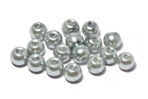 Perle din sticla, 6 mm, gri deschis