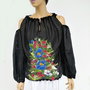 Bluza din matase naturala si floricele impaslite