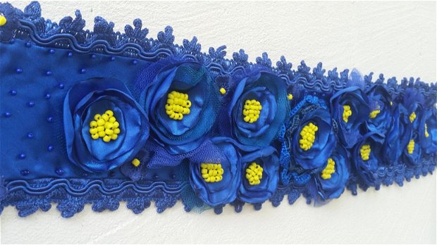 Cordon textil albastru cu galben