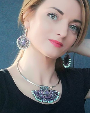 VANDUT -SET- Colier si Cercei- Romantic Purple