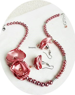set floral satinat somon