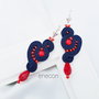 Cercei soutache bleumarin cu rosu