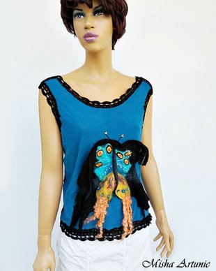 Top din tricot si fluture impaslit
