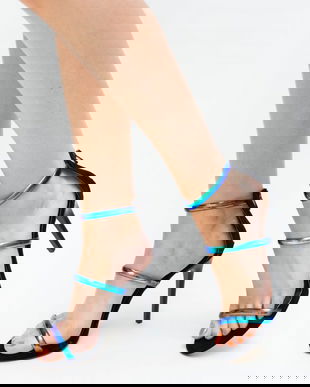 Sandale Cu Toc Kim Albastre Mix