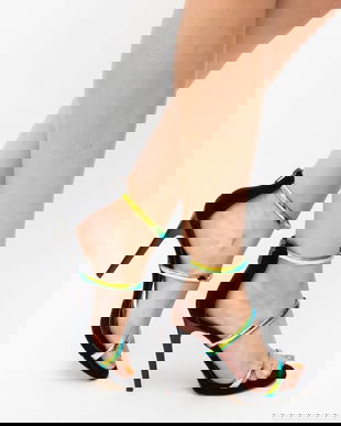 Sandale Cu Toc Kim Verzi Mix