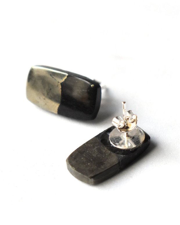 Inel si cercei din argint 925 cu cabosoane de pirita in magnetit