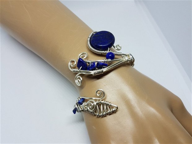 Bratara reglabila , Bratara handmade , Bratara cu Lapis lazuli