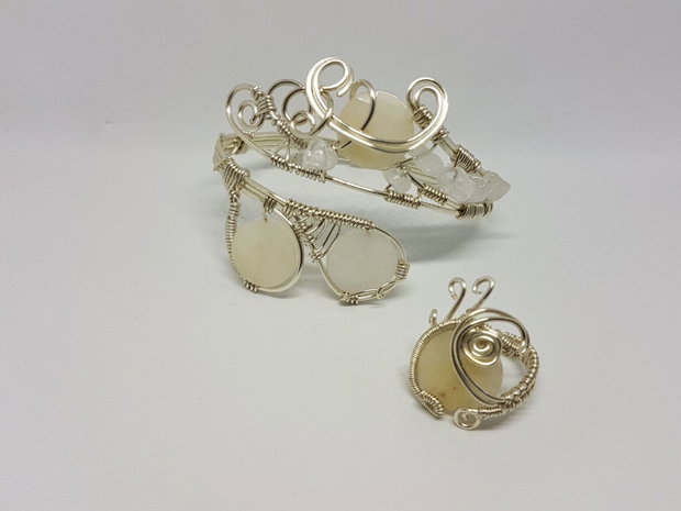 Bratara reglabila , Bratara cu pietre naturale,Bratara handmade.