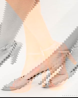 Sandale Cu Toc Meha Aurii