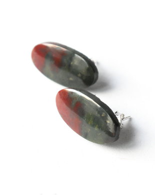 Cercei argint si bloodstone