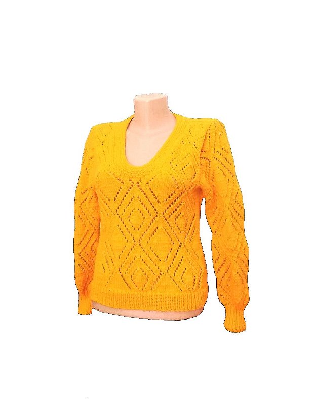 Pulover bluza model tricotat manual galben păpădie | Breslo