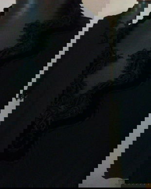 ROCHIE VINTAGE TRIPLUVOAL NEGRU CATIFEA BRODERIE