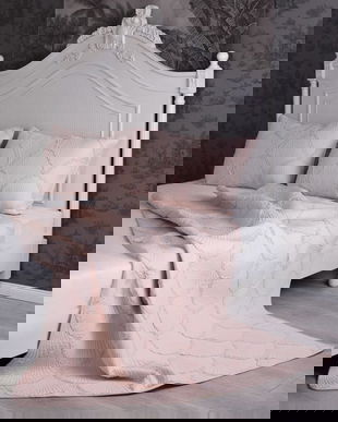 Pled roz din bumbac cu modele cu scoici