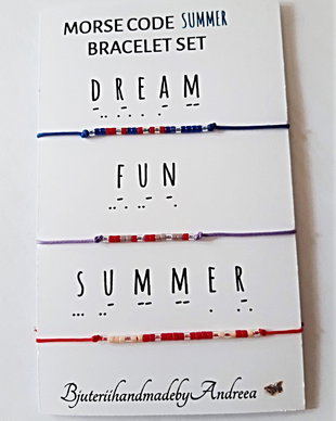 Set bratari reglabile Code Morse Collection Dream/Fun/Summer