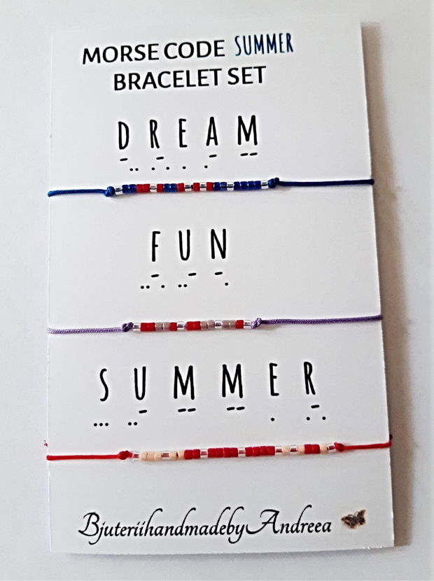 Set bratari reglabile Code Morse Collection Dream/Fun/Summer