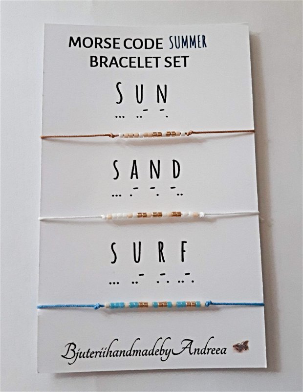 Set bratari reglabile Code Morse Collection Sun/Sand/Surf