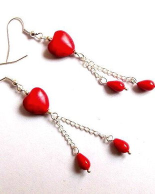 cercei  coral si howlite  34445