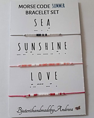 Set bratari reglabile Code Morse Collection Sea/Sunshine/Love