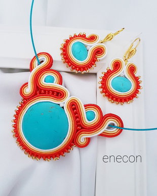 Set soutache turcoaz-portocaliu