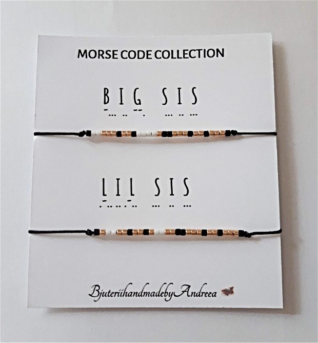 Set bratari reglabile Code Morse Collection Big Sis/Lil Sis