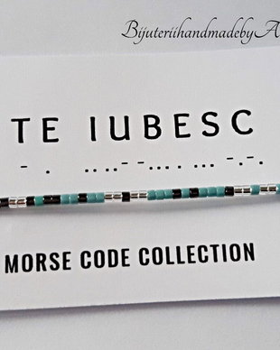 Bratara reglabila cod Morse TE IUBESC