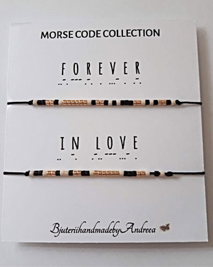 Set bratari reglabile Code Morse Collection Forever in love
