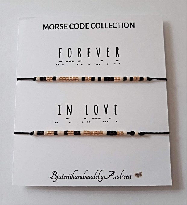 Set bratari reglabile Code Morse Collection Forever in love