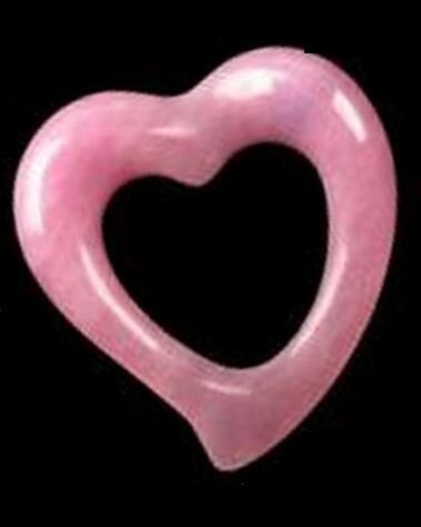 K0808 # Pandantiv donut, jad roz, inima, 50x50x11mm