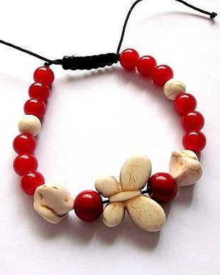 bratara howlite ,coral si sticla  34486