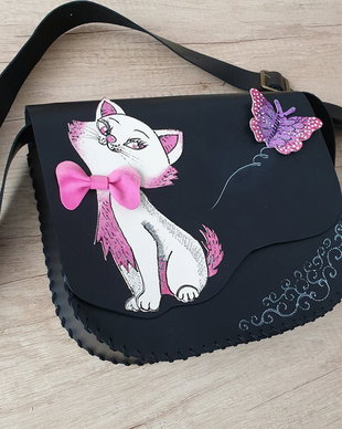 Geanta "Crossbody" handmade unicat- Mare and a butterfly