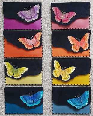 poseta plic handmade unicat din piele- Butterfly