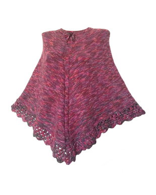 Poncho multicolor 70 % lana tricotat manual