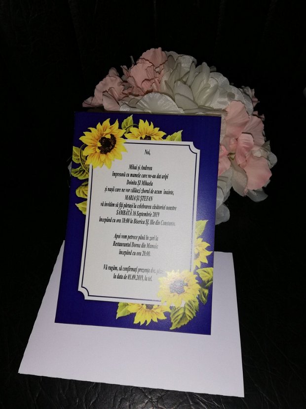 Invitatie nunta tema floarea soarelui
