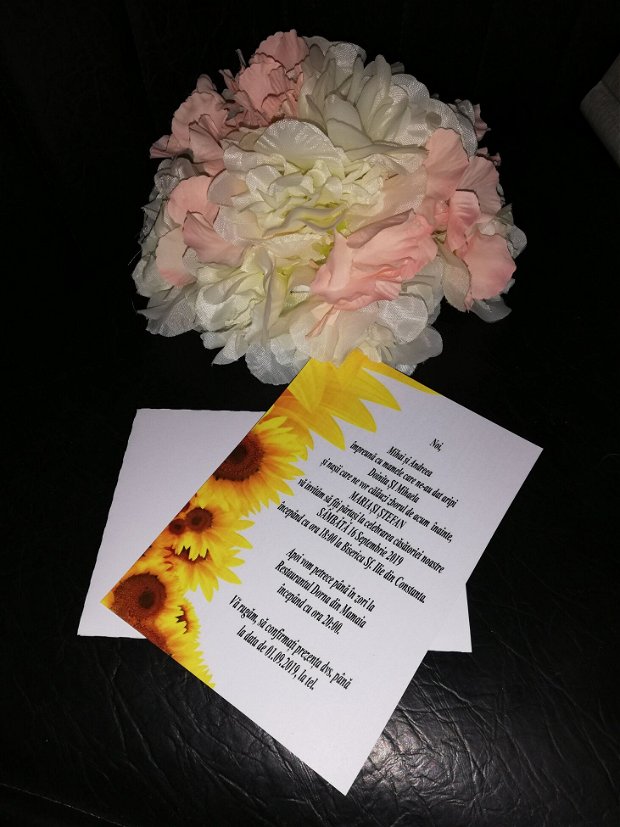 Invitatie nunta tema floarea soarelui