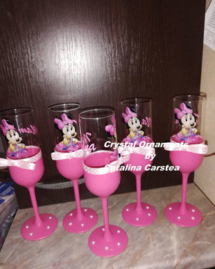 Pahare de botez minnie fucsia