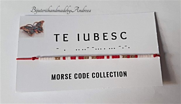 Bratara reglabila cod Morse TE IUBESC