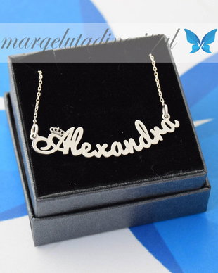 Lantisor/Colier Personalizat- Nume /Coronita /Argint