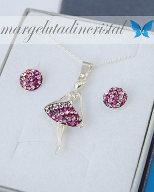 Set Swarovski / Balerina / Dansatoare / Argint 925