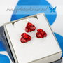 Set Swarovski / Chaton Flowers / Red / Rosu