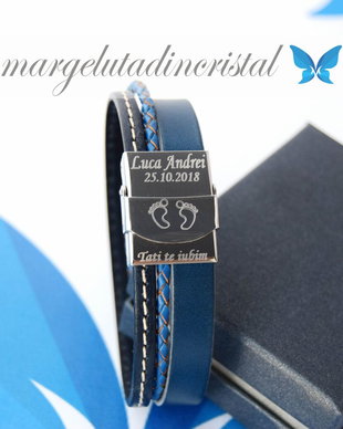 Bratara Personalizata / Snururi Piele / Inchizatoare Inox Inoxidabil