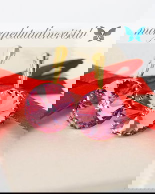 Cercei Swarovski /Light Rose / Argint 925 Placat Cu Aur