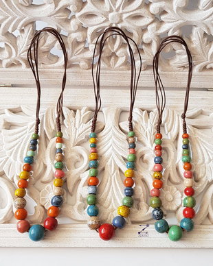 Colier margele ceramice, colier de vara, colier colorat, margele colorate, colier margele colorate