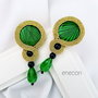 Cercei soutache verzi cu auriu