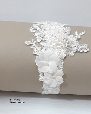 Jartiera mireasa/Jartiera cu flori textile